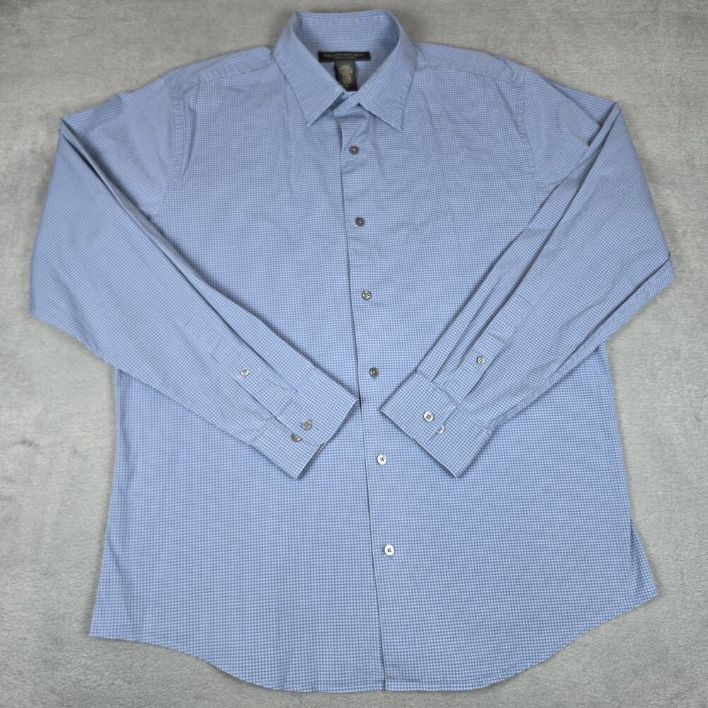 Banana Republic Stretch Classic XL Blue Check Dress Shirt Long Sleeve Button Up